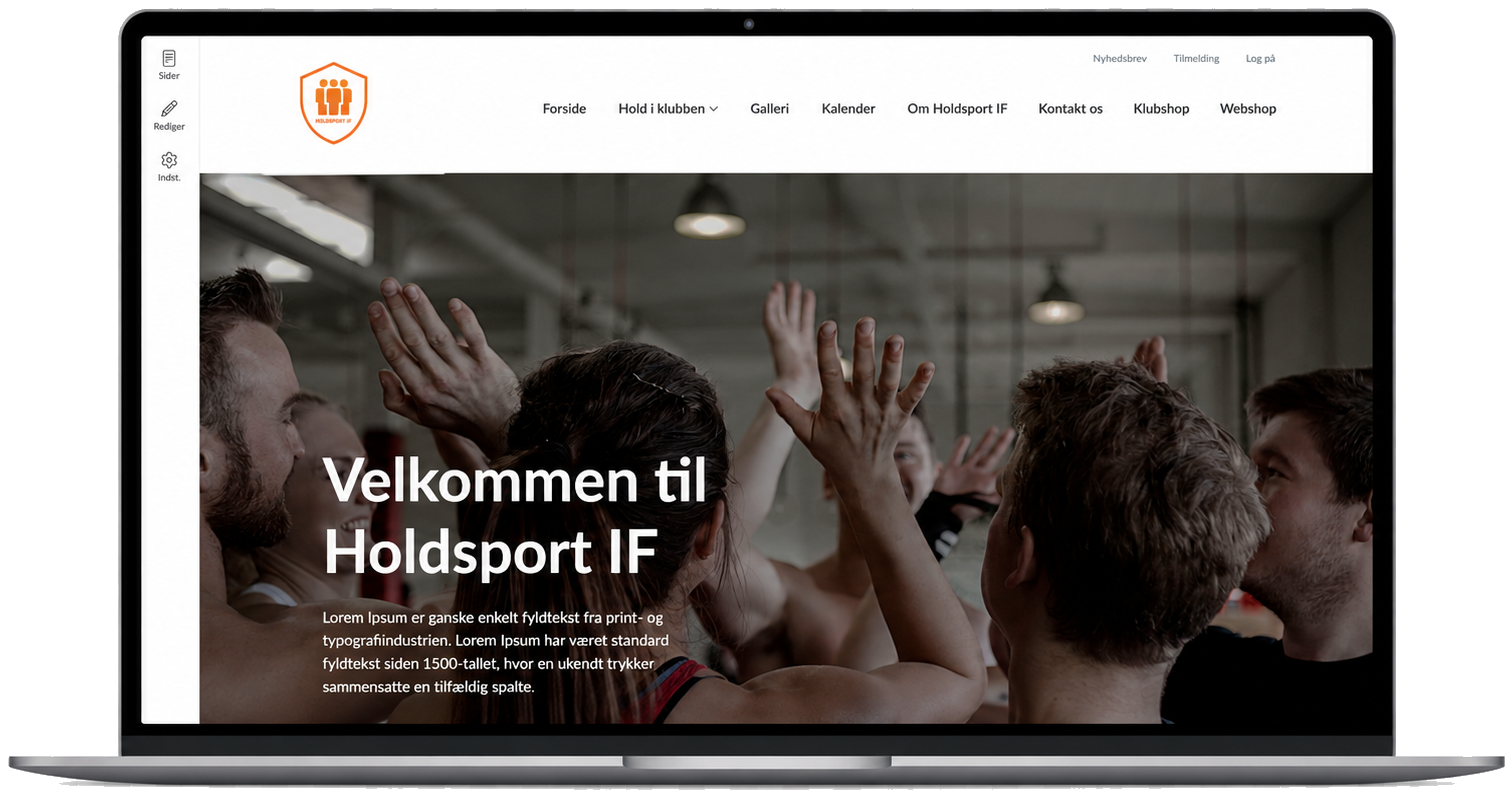 Klubhjemmesiden fra Holdsport på computer
